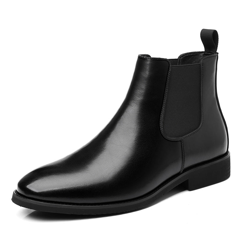High-top cowhide ankle boots, Chelsea style teemdrop