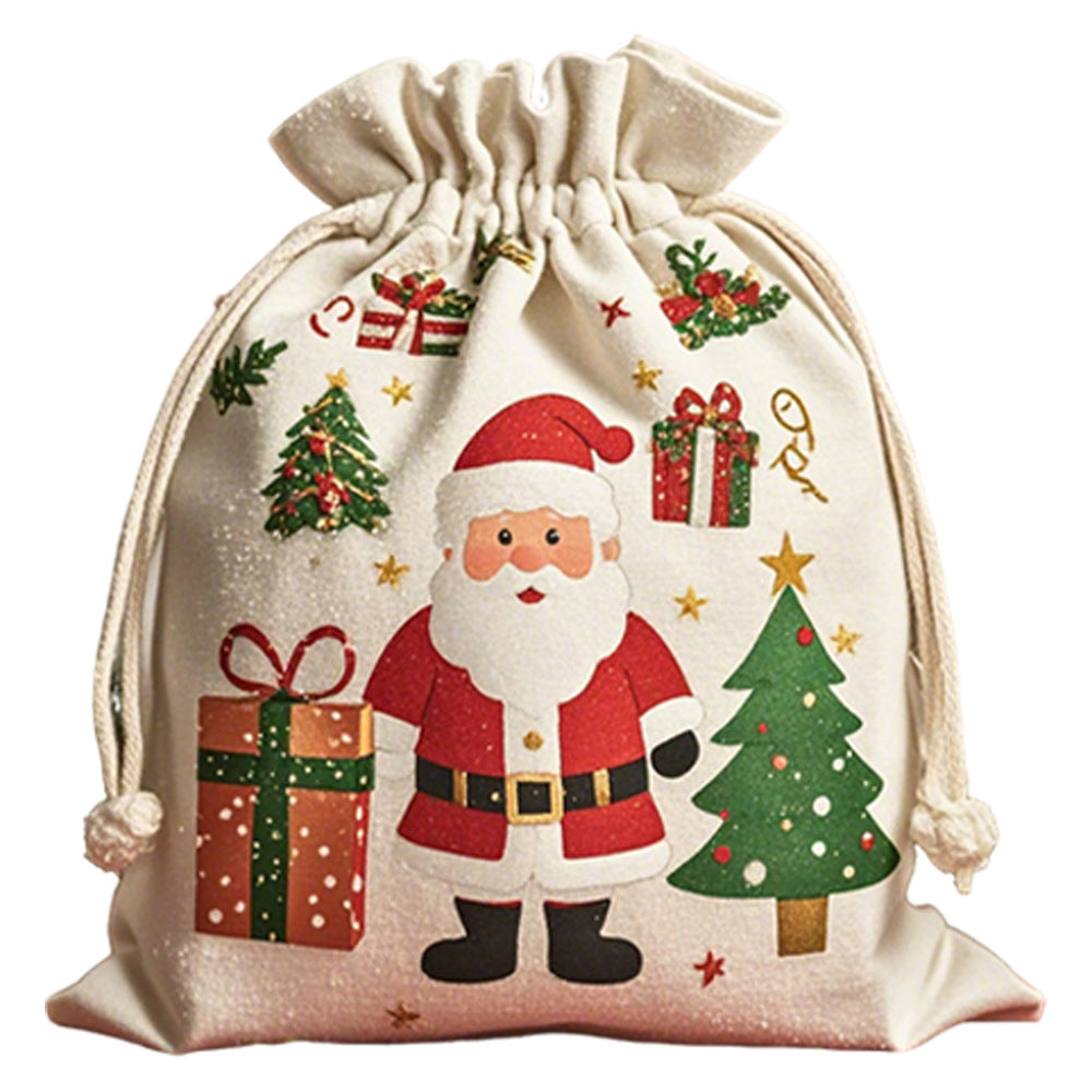Christmas Cotton Drawstring Gift Bags for Parties
