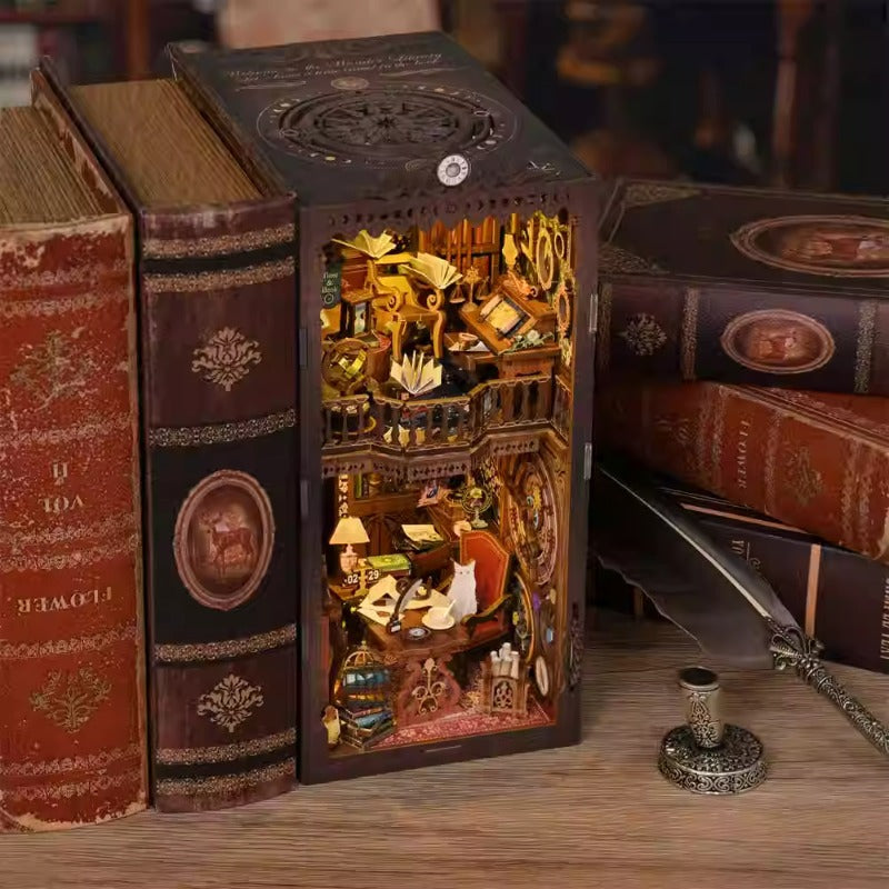 DIY Wooden Miniature Library Cabin Book Nook Building Kit