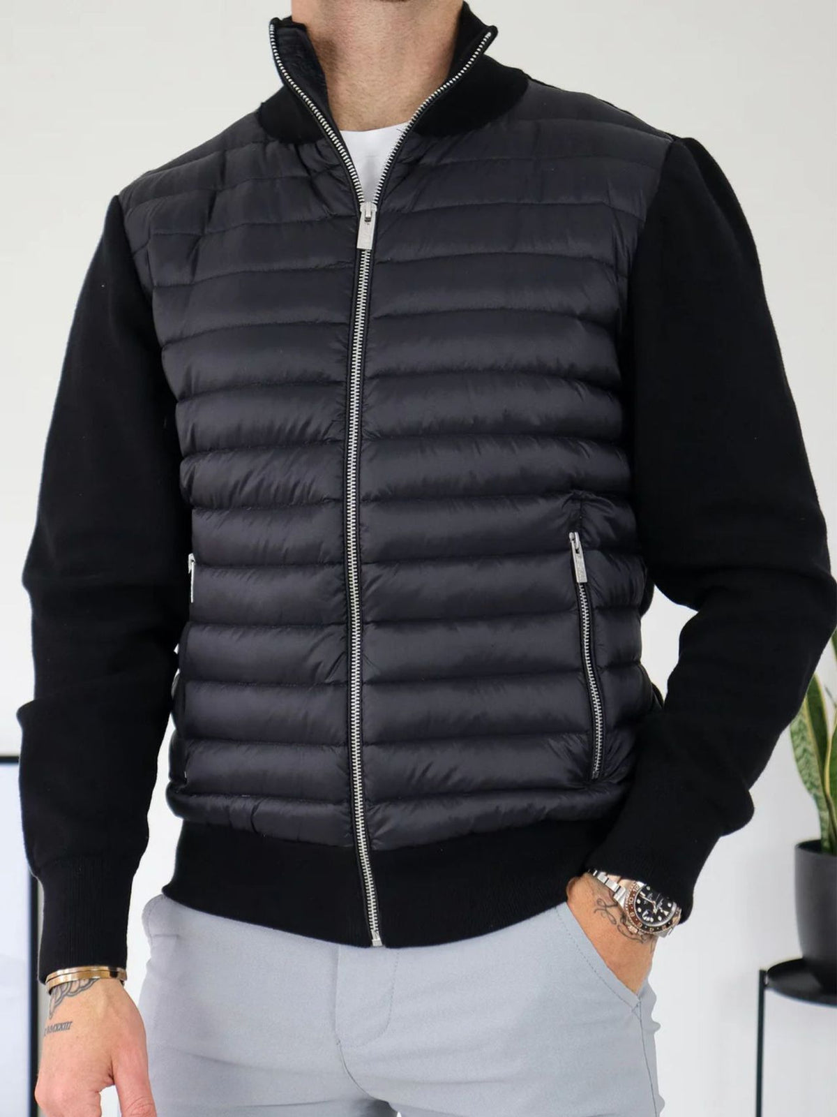 Men's Winter Solid Color Stand Collar Padded Cotton Warm Jacket teemdrop
