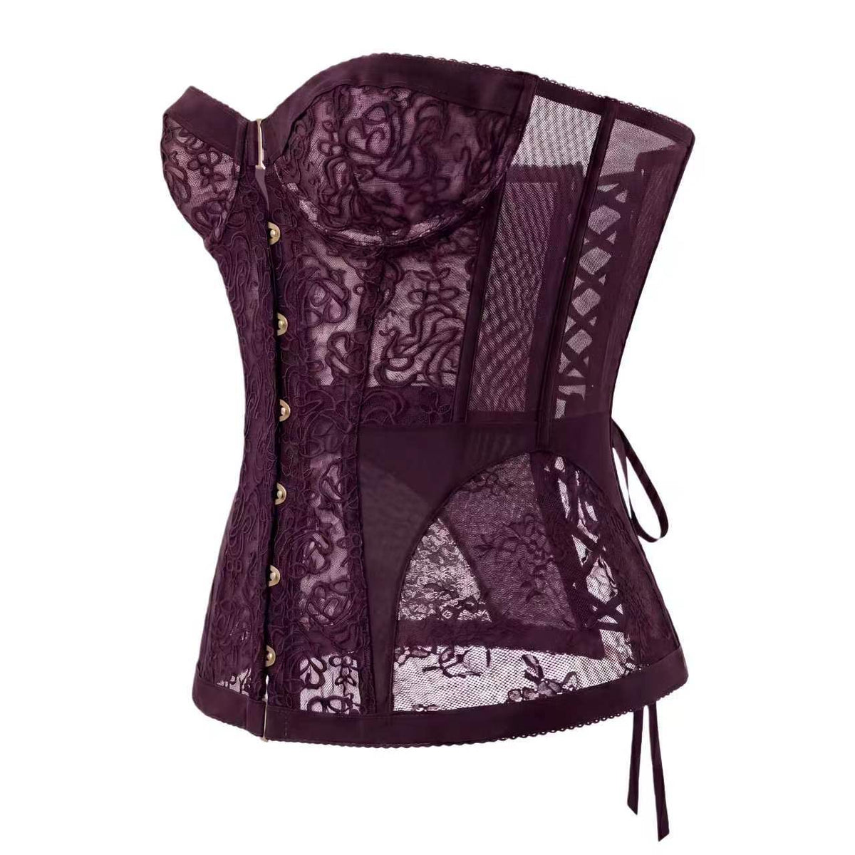 Women's Hollow Out Lace Strapless Slim Fit Corset Top teemdrop