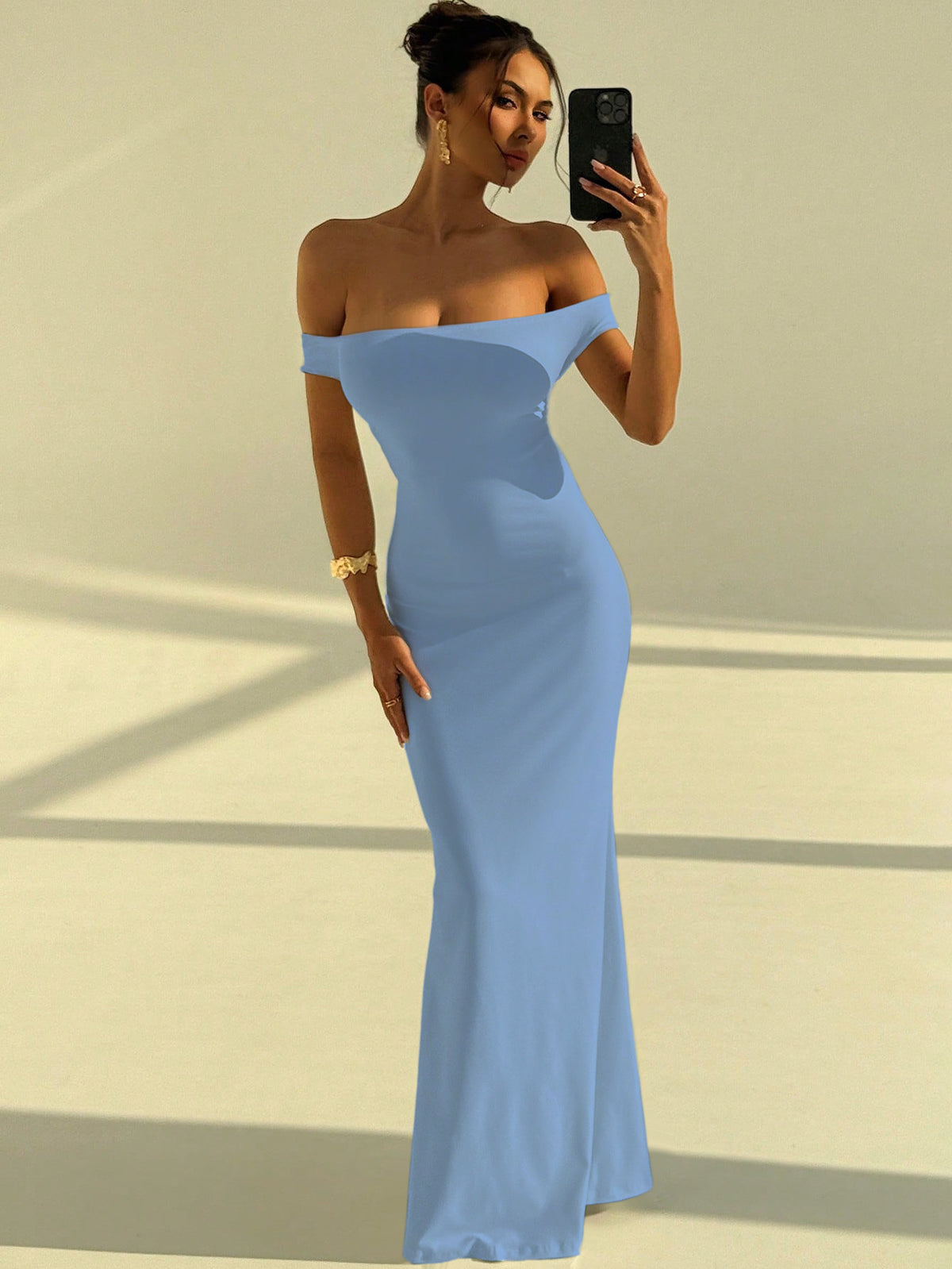 Sleeveless One-Shoulder Backless Slim Fit Long Dress teemdrop