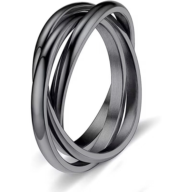 Three Ring Interlocking Titanium Steel Rotating Rings