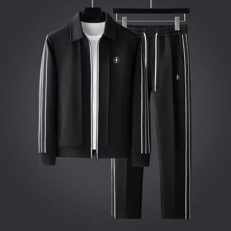 Men's 2-Piece Sportswear Set Rhinestone Long Sleeve Sweatshirt Shorts Casual Tracksuit teemdrop