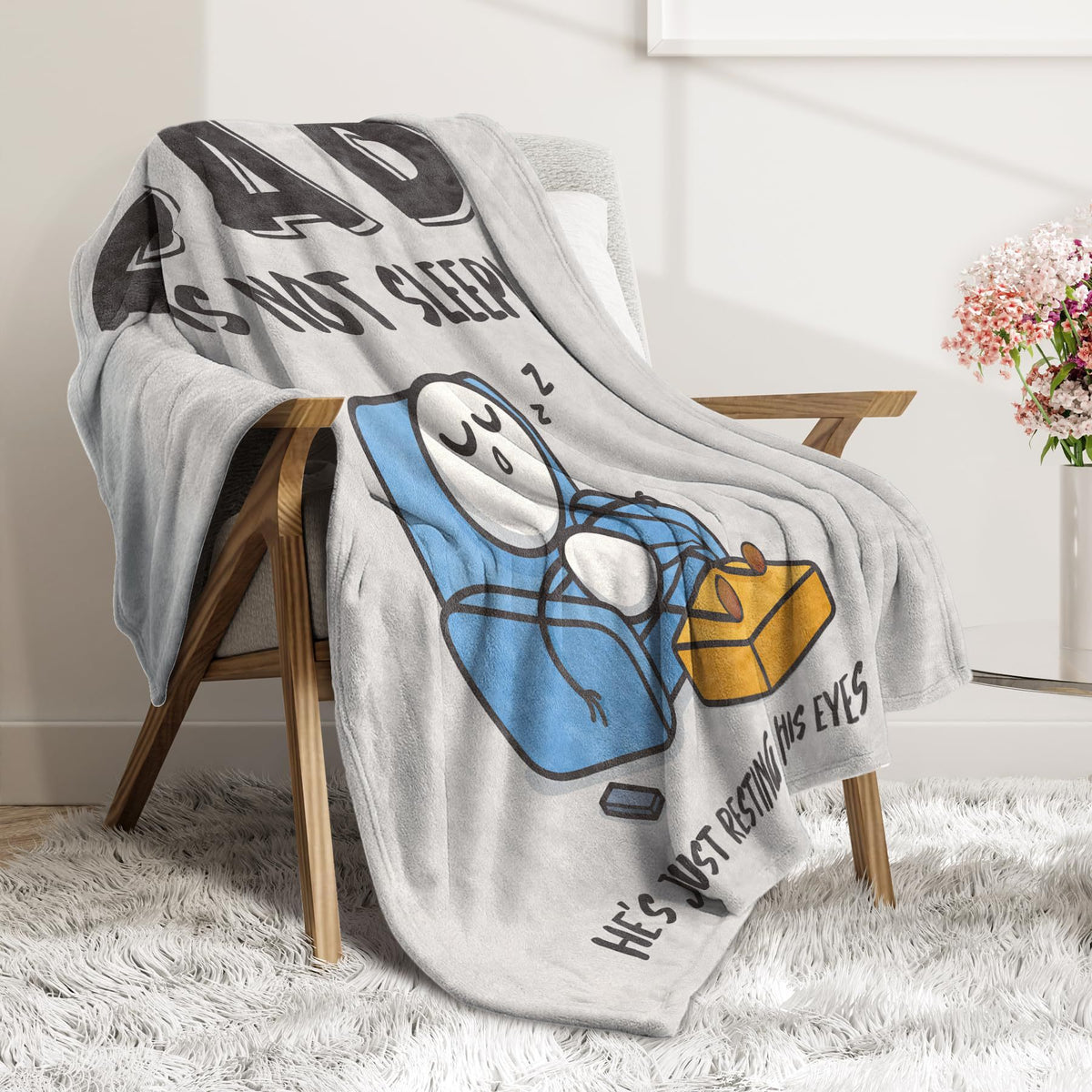 Dad-Themed Funny English Printed Flannel Blanket teemdrop