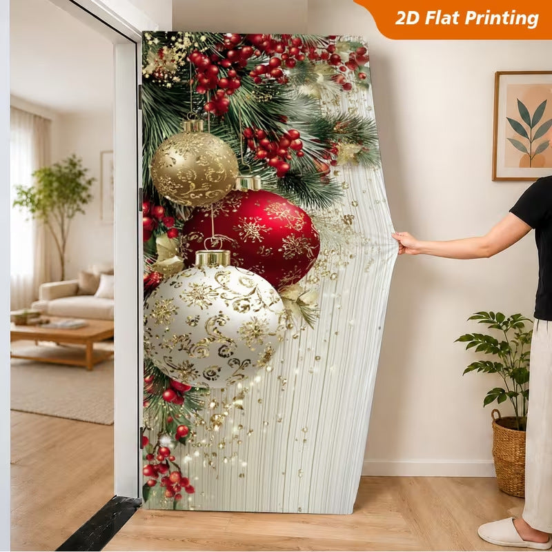 Milk Silk Christmas Door Banner Reindeer Santa Claus Design Festive Party Decoration Hanging Cloth for Home Living Room Bedroom teemdrop