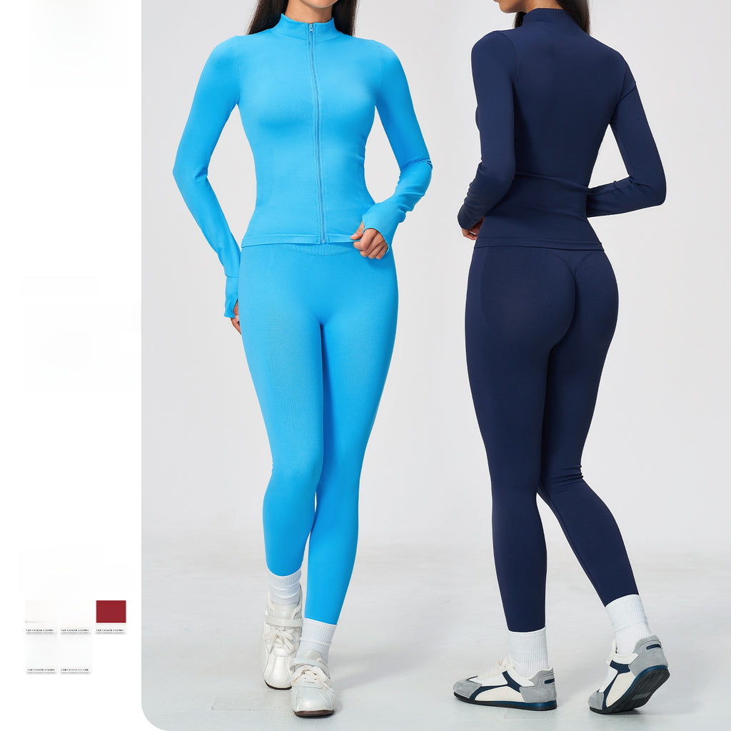 Women's Slim-Fit Stand Collar Yoga Set teemdrop
