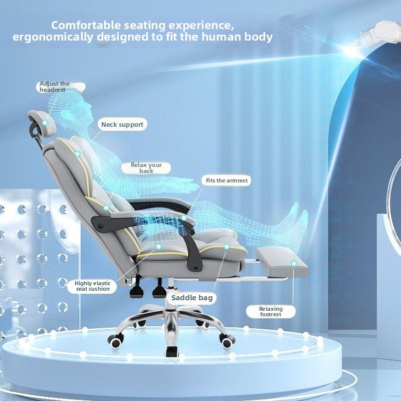Ergonomic High-Elasticity Foam Computer Chair with Headrest and Footrest