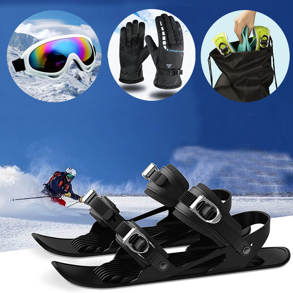 Portable Mini Snow Skis Double Board Winter Outdoor Skates for Adults and Children