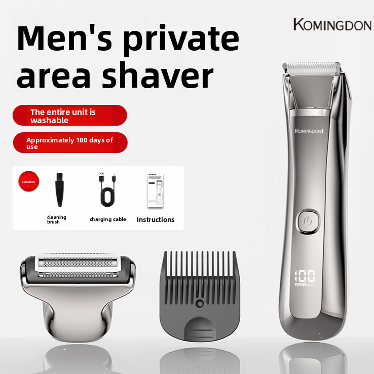 Unisex Cordless Electric Shaver and Trimmer, Dual-Head Design for Full Body and Private Area Grooming, Wet and Dry Use