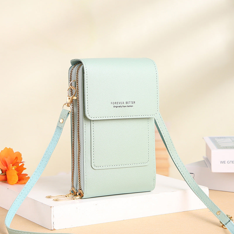 Women's Touch Screen PU Leather Phone Pouch Crossbody Bag with Card Slots