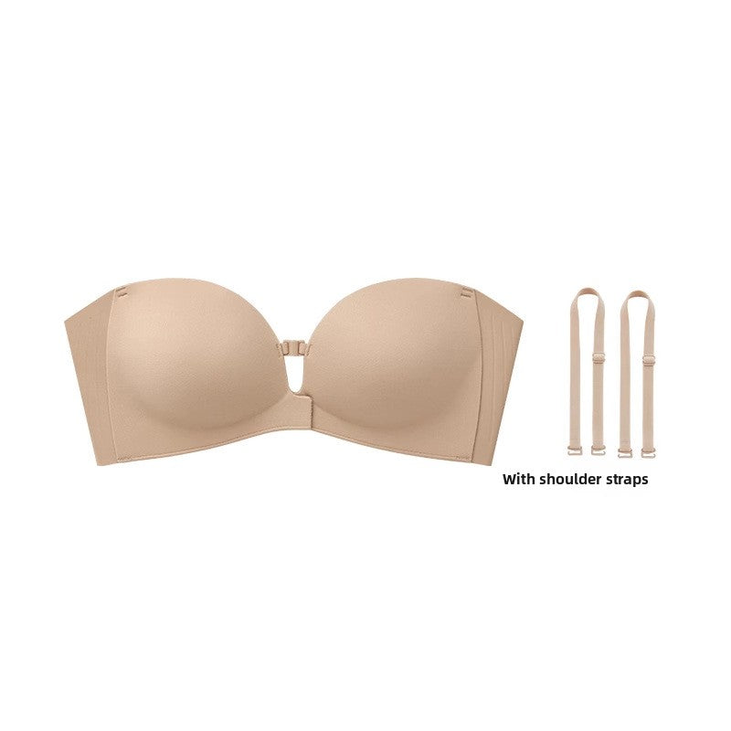 Strapless Front Buckle Bra Women's Traceless Push-up Non-slip Invisible Tube Top