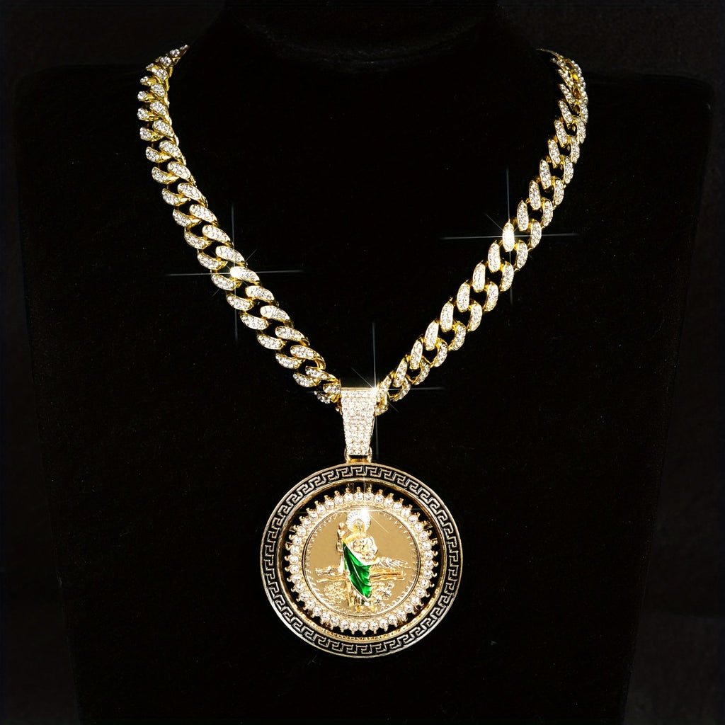 Rhinestone Pendant Necklace Hip-Hop Style