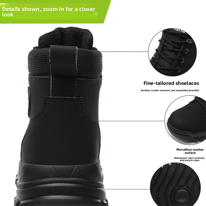 Men's Steel Toe Anti-Smash Breathable High-Top Safety Work Shoes teemdrop
