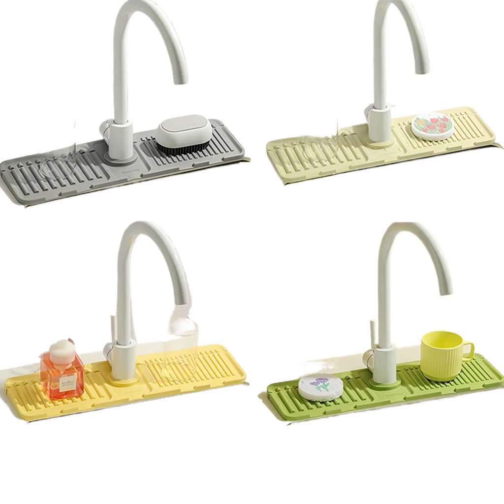 Foldable Silicone Faucet Drainage Mat Splash Guard for Kitchen Sink Countertop teemdrop