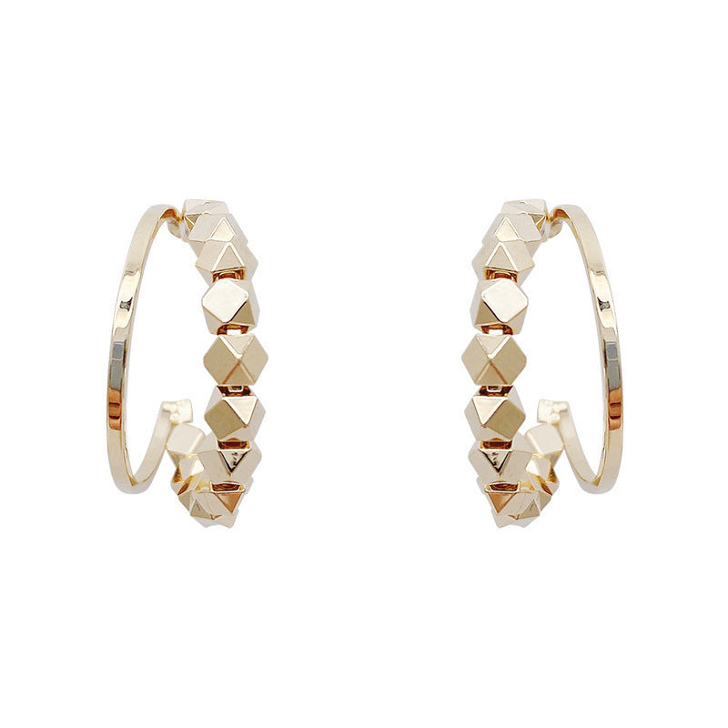 Double-layer broken silver earring