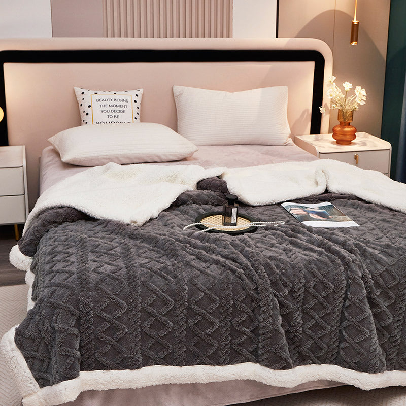 Double-Layer Thickened Polyester Fleece Blanket teemdrop