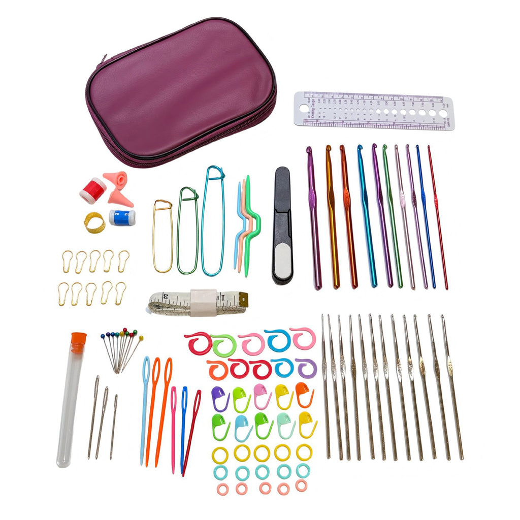 Aluminum Oxide Ergonomic Crochet Hook Kit with Portable Storage Case DIY Knitting Tools Set