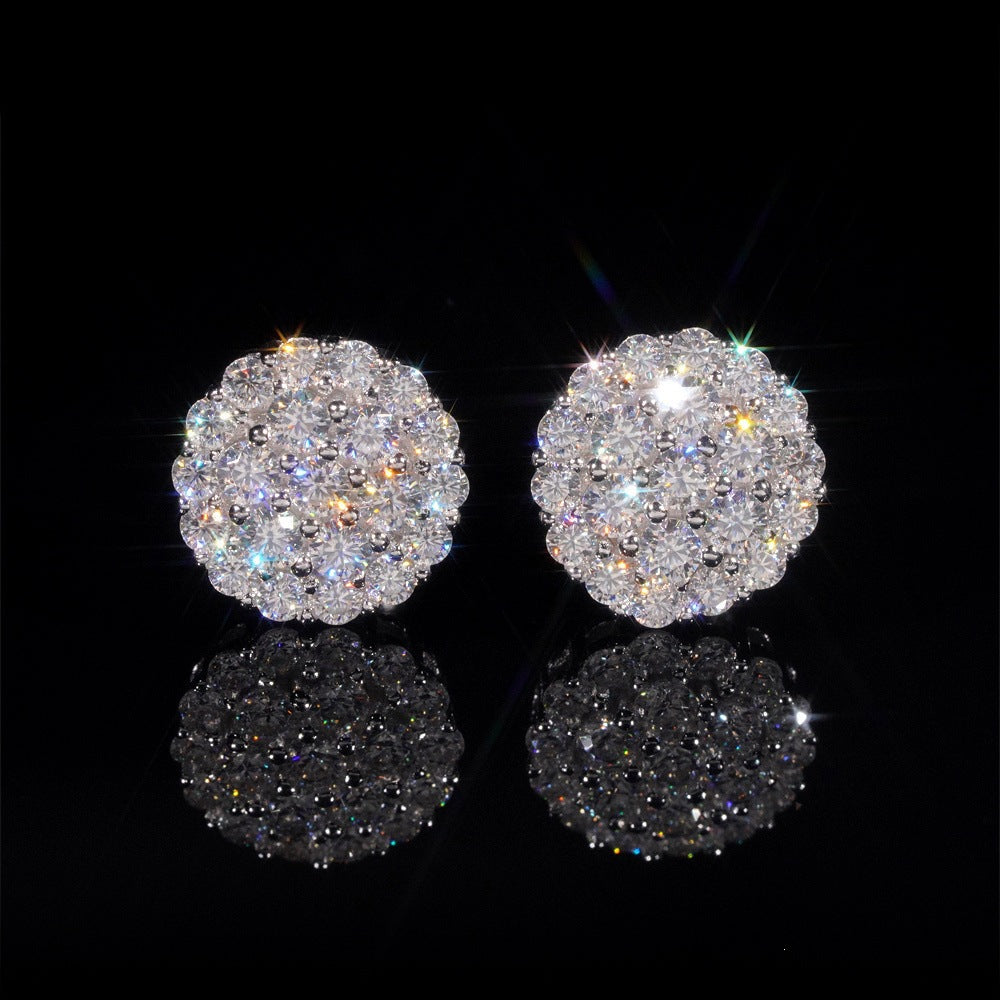 Women's Floral Round Full Diamond Micro-Inlaid Zircon Elegant Earrings teemdrop