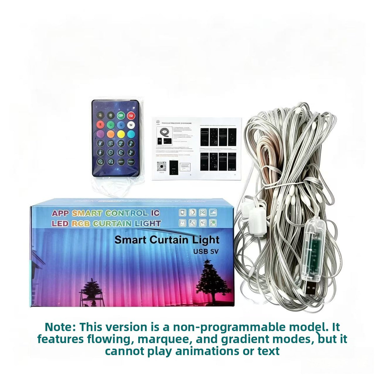 Smart App Controlled RGB Programmable LED Curtain Light with Dynamic Display Modes