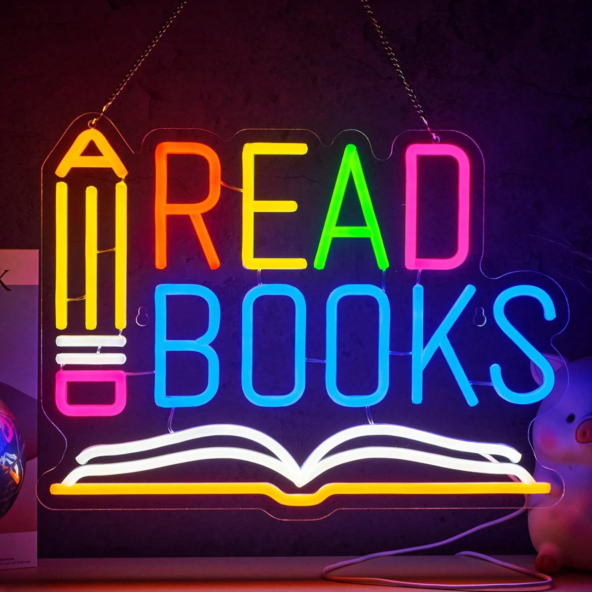 Dimmable LED Reading Neon Sign Wall Decor Light teemdrop