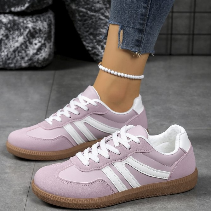 Women Retro Color-Blocking Lace-Up Training Shoes teemdrop