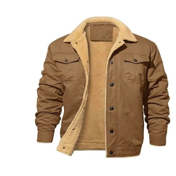 Men's Thickened Fleece Lined Cotton Work Jacket teemdrop