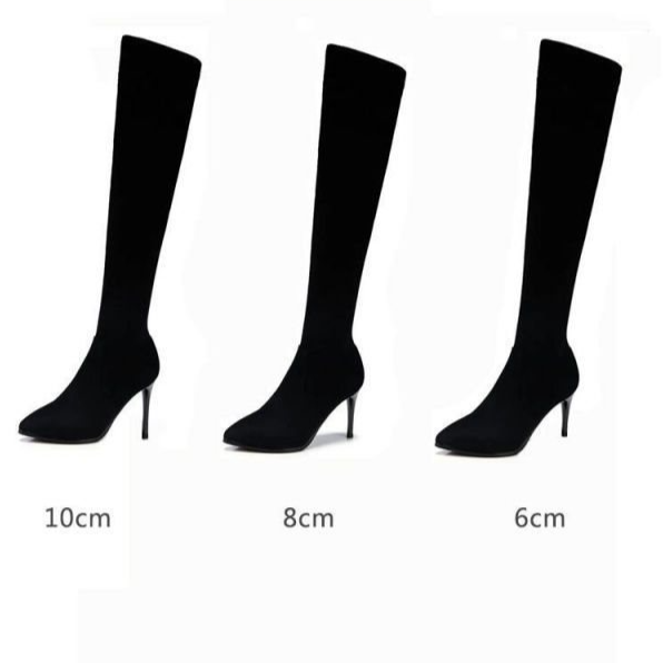 Velvet-textured, sexy pointed high heels