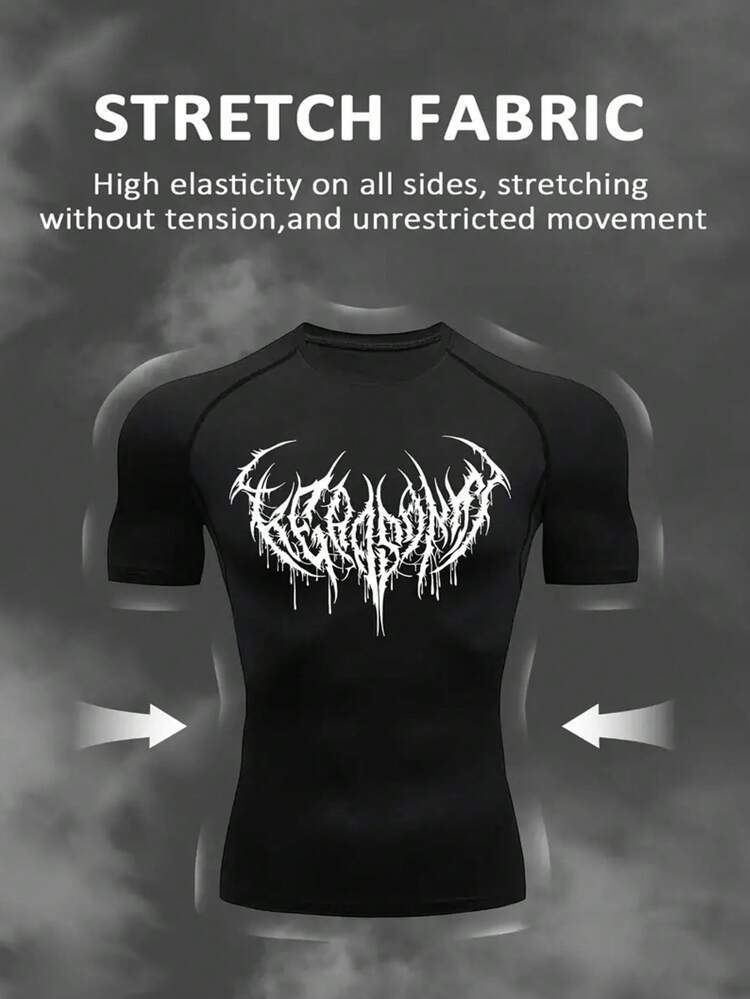 Men's Compression 2D Printed Quick Dry Fitness T-Shirt teemdrop
