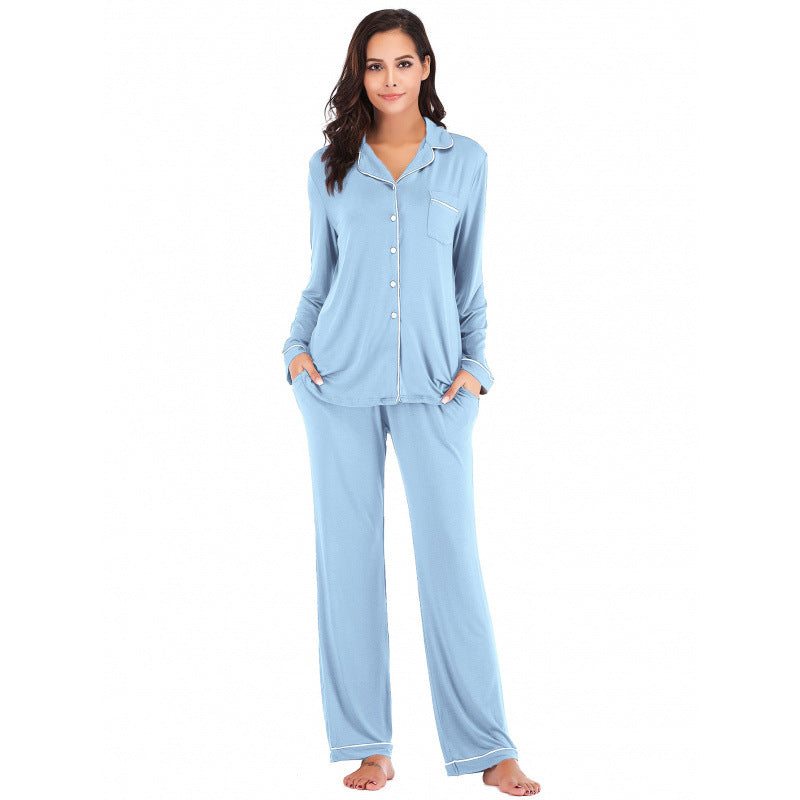Women's cardigan long-sleeved long pants set pajamas teemdrop