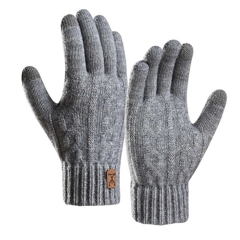 Solid Color Knitted Alpaca Wool Winter Touchscreen Gloves Unisex Fleece Lined Warm Cycling Gloves teemdrop