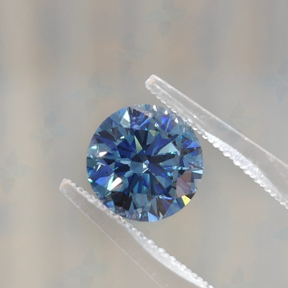 Lab Grown Blue Round Diamond IGI Certified