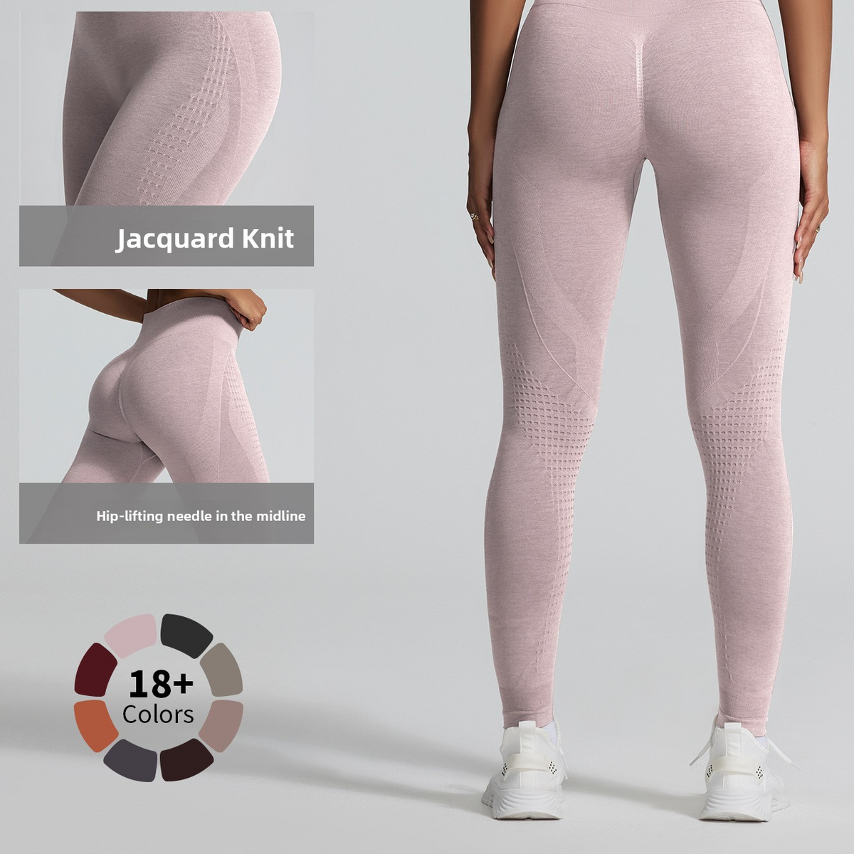 Women's Seamless Jacquard High-Waist Cropped Yoga Pants teemdrop