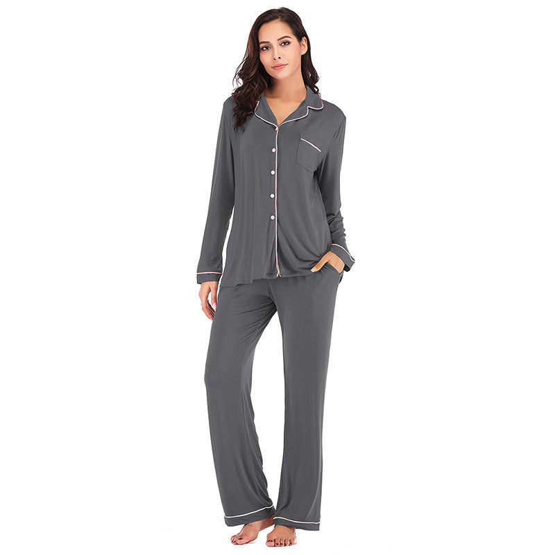 Women's cardigan long-sleeved long pants set pajamas teemdrop