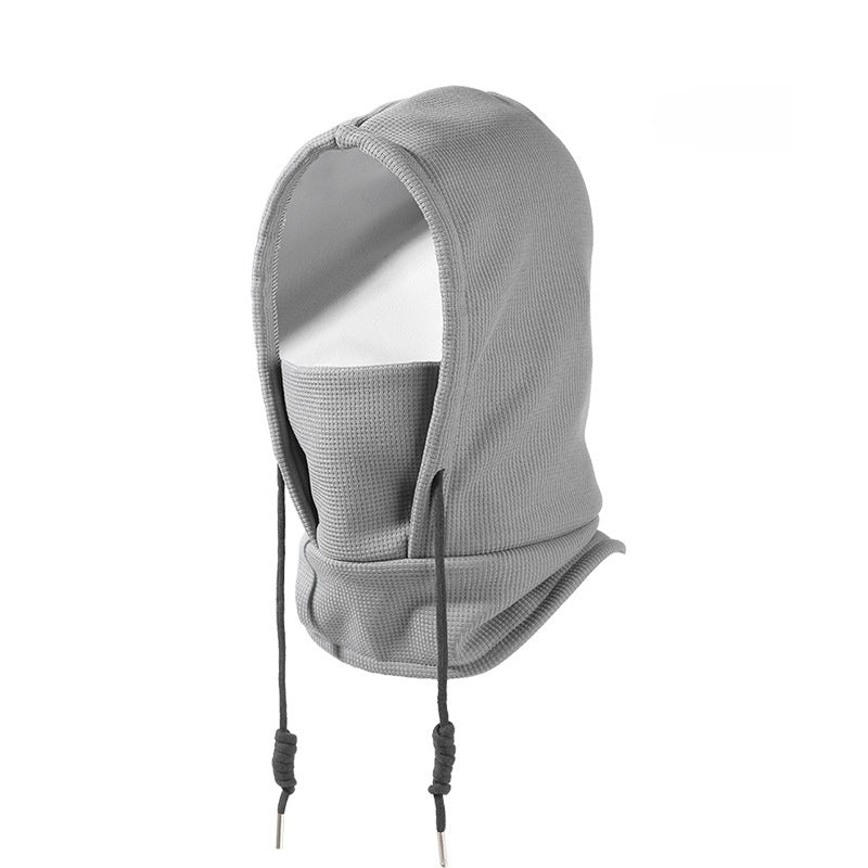 Warm hat with a hood for outdoor cycling to protect against wind teemdrop