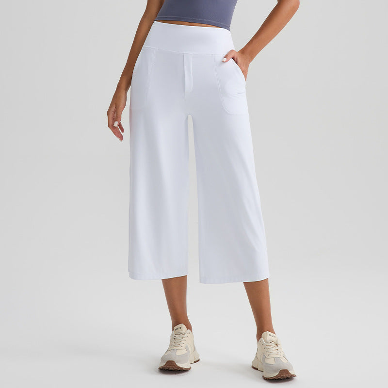 Women's Naked-Feel High-Waist Loose Wide-Leg Yoga Capri Pants teemdrop
