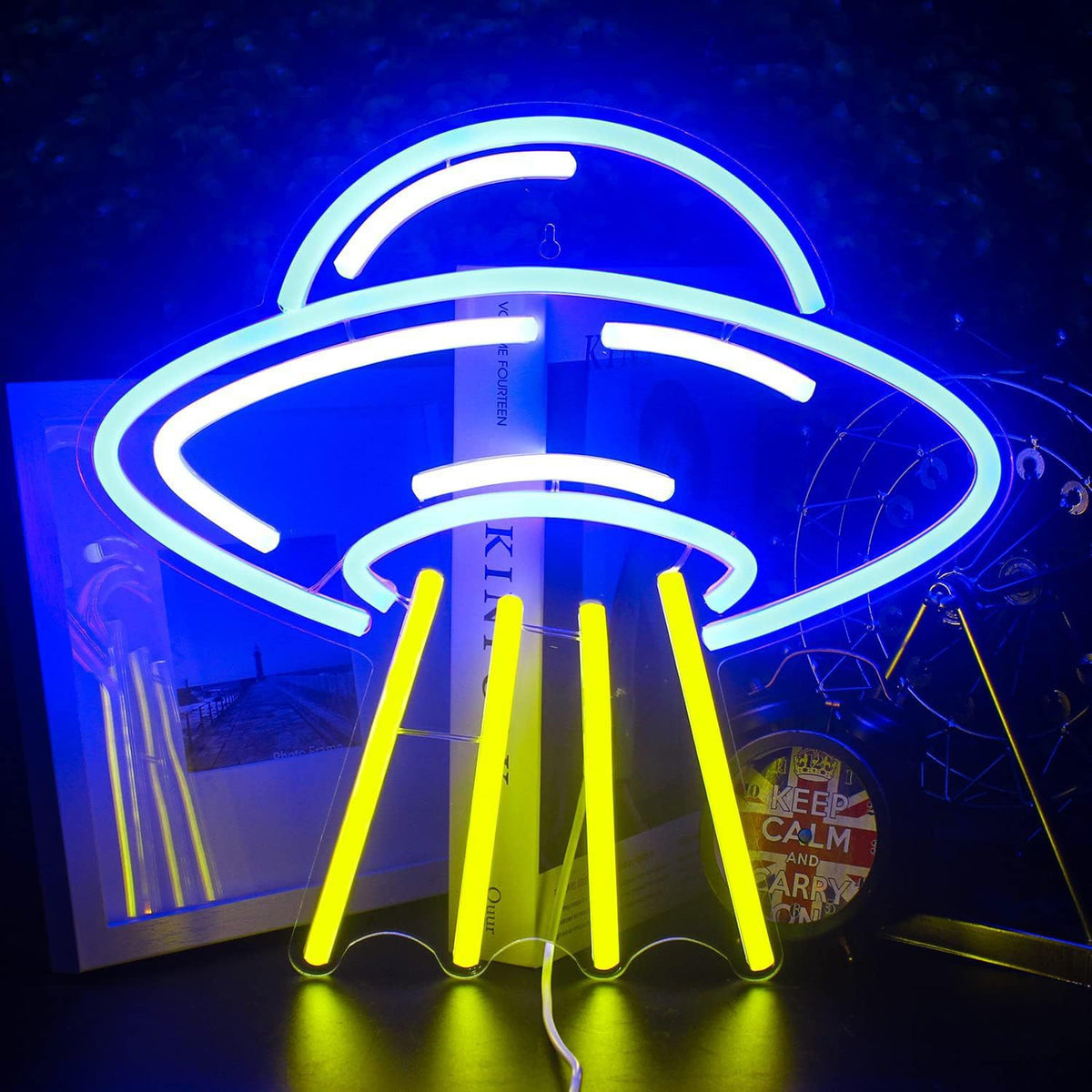 Alien UFO LED Neon Sign Light for Bedroom Game Room Bar Party Decoration teemdrop