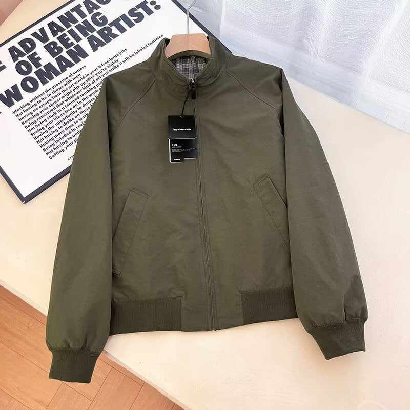 Men's Stand Collar Zip-Up Jacket Long Sleeve Loose Casual Coat teemdrop
