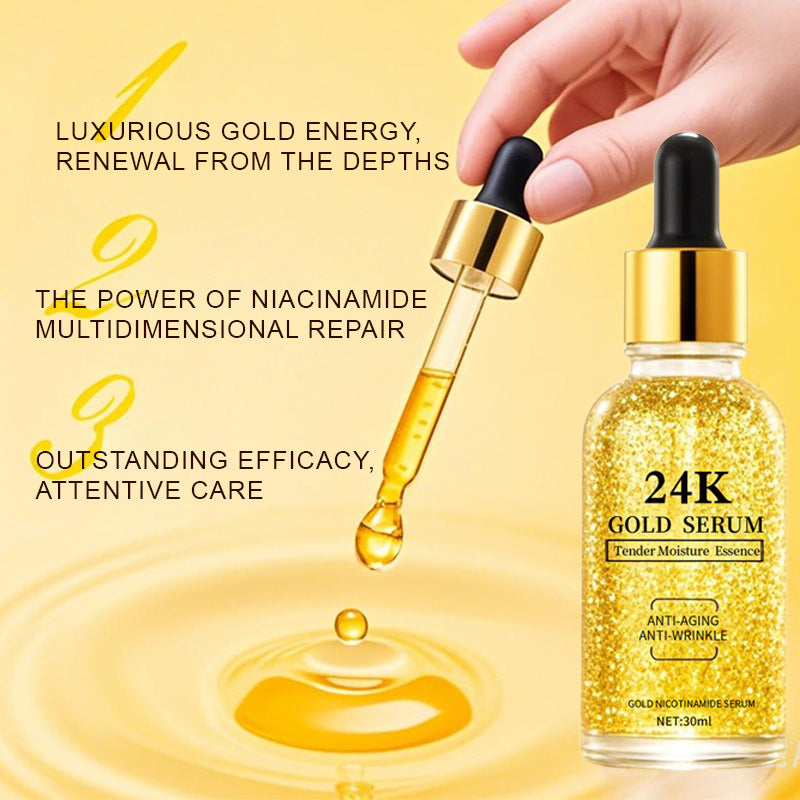 24K Gold Nicotinamide Hyaluronic Acid Essence Liquid Refines Pores and Brightens Skin 30ml teemdrop