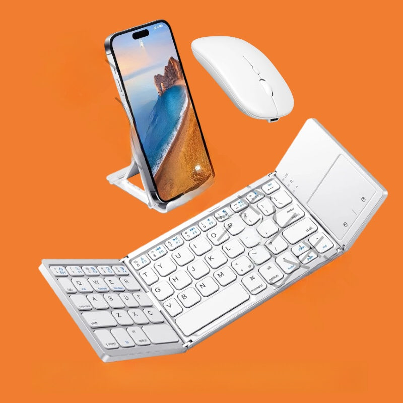 Foldable Bluetooth Keyboard with Touchpad and Mouse Set