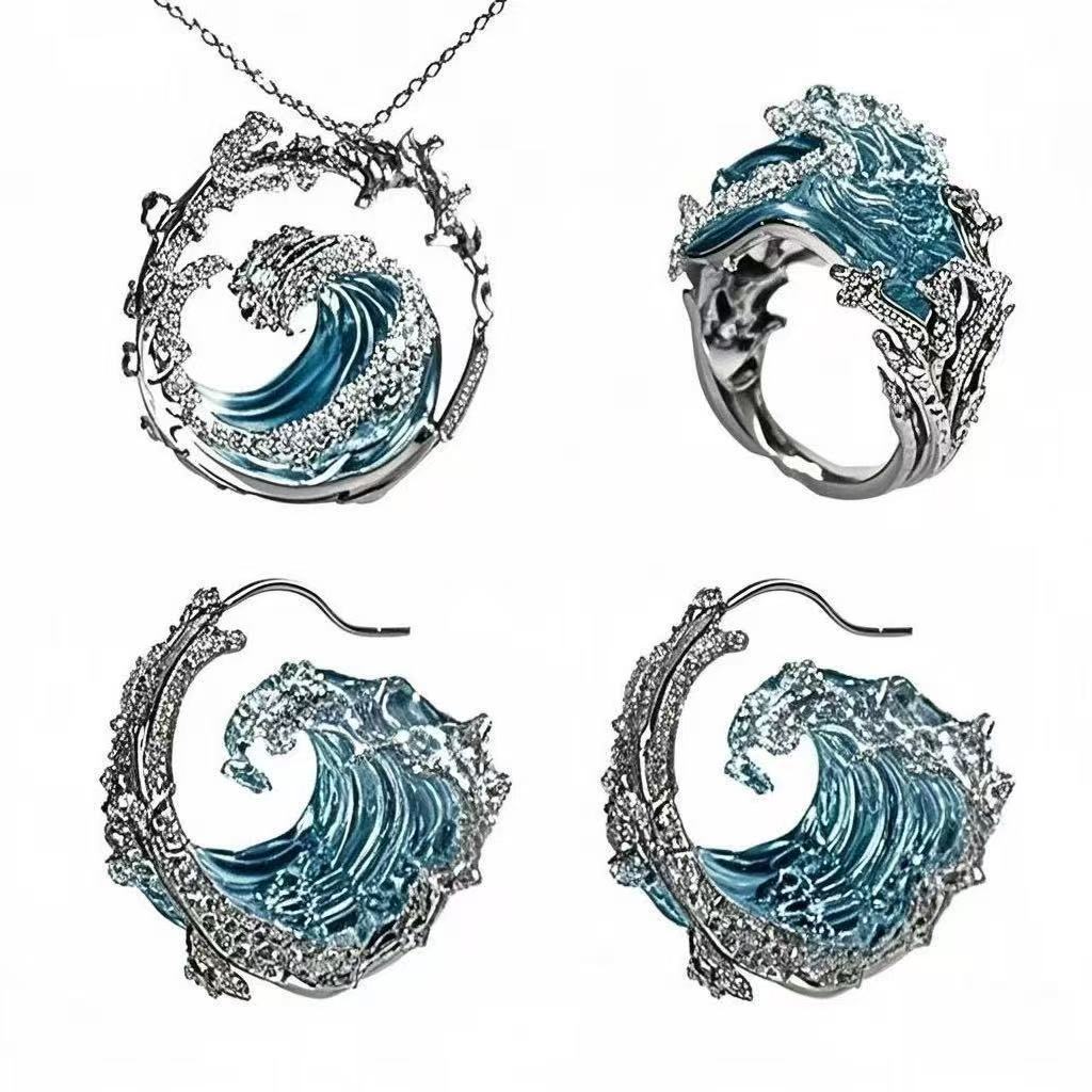 Creative Wave Resin Decoration Jewelry Set