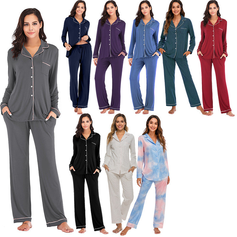 Women's cardigan long-sleeved long pants set pajamas teemdrop