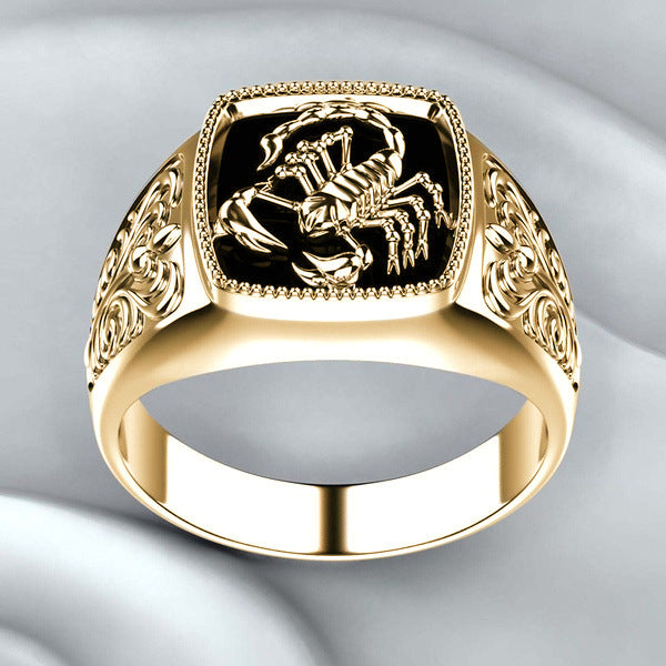 Men's Geometric Electroplated Scorpion Shape Black Glue Dropping Alloy Ring