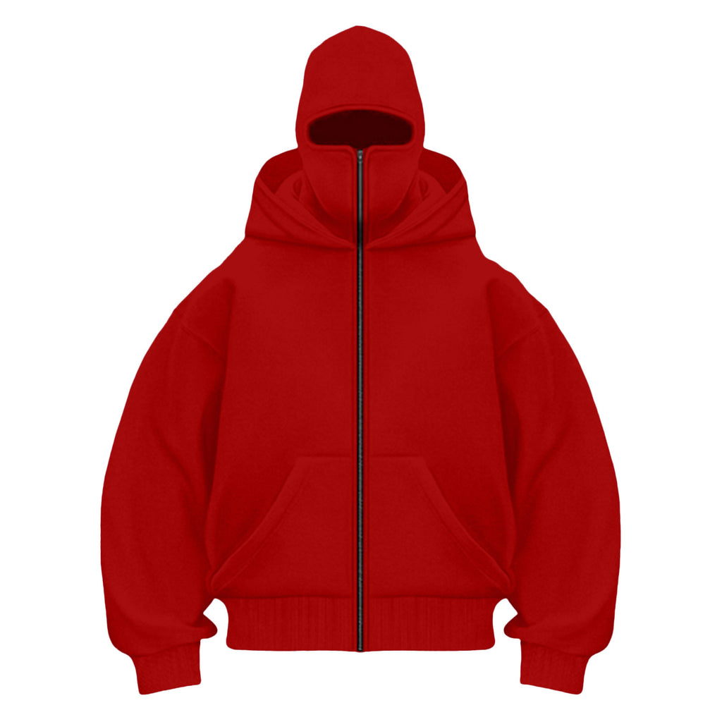 Double-layer hooded zip-up sweatshirt teemdrop