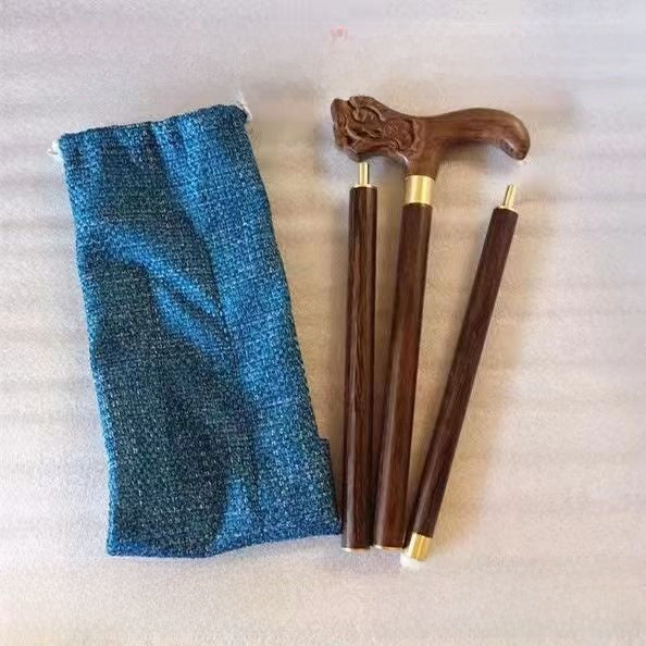 Wooden Three-Section Folding Walking Stick