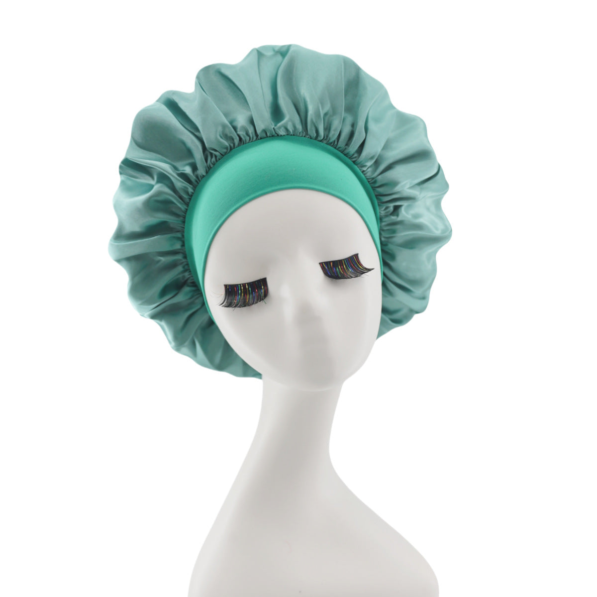 Lace-lined wide-brimmed elasticated hat