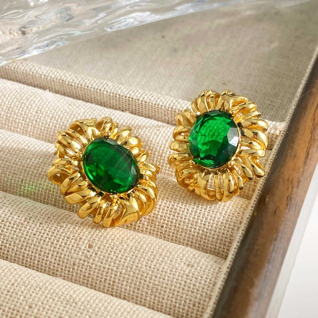 French Retro Oval Mesh Earrings