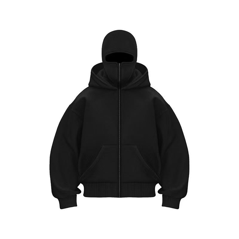 Loose Fit Fleece Lined Hooded Sweatshirt Autumn Winter Y2K Zipper Sweater teemdrop