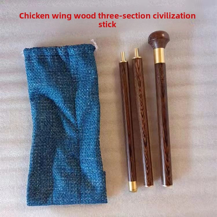Wooden Three-Section Folding Walking Stick