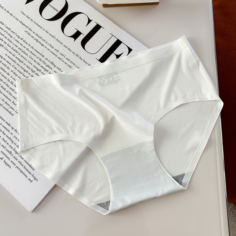 Women Seamless Ice Silk Breathable Mid-Waist Triangle Panties